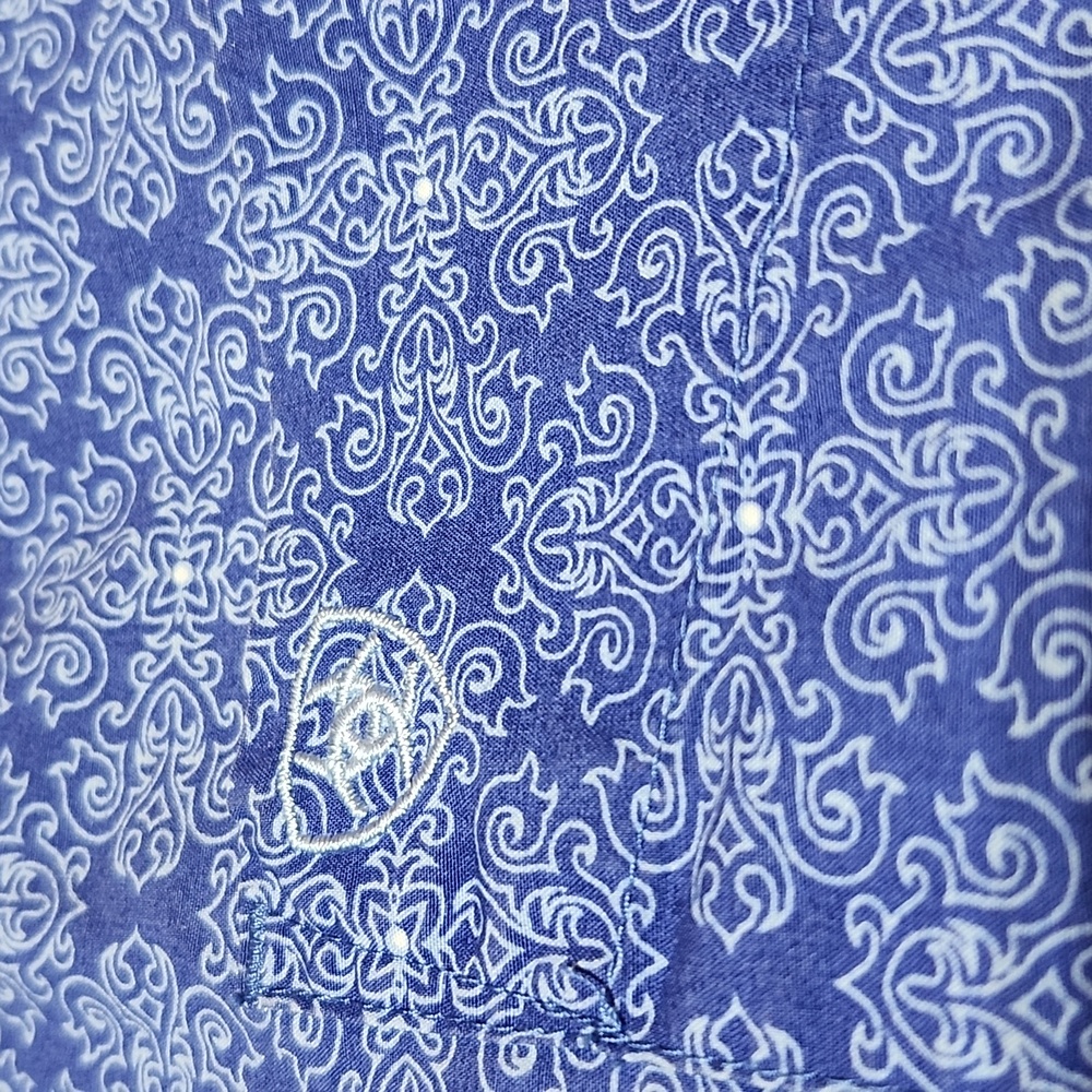 Ariat Blue Patterned Embroidered Button-Down Shor… - image 2